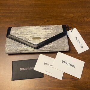 BRAHMIN Veronica Leather Wallet Fairest Grey Whitecap NWT